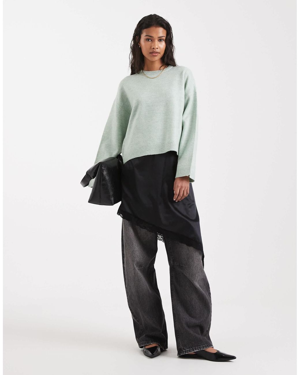 ONLY Gray Round Neck Boxy Jumper