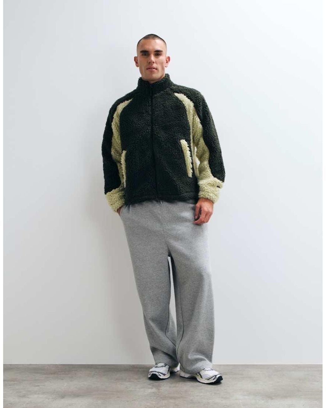 Obey Blue Center Field Sherpa Jacket With Contrast Panels for men