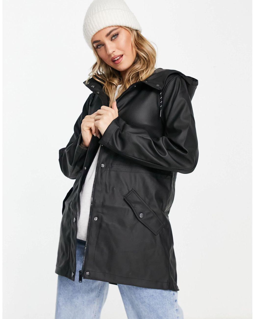 Vero Moda Black Hooded Rain Jacket