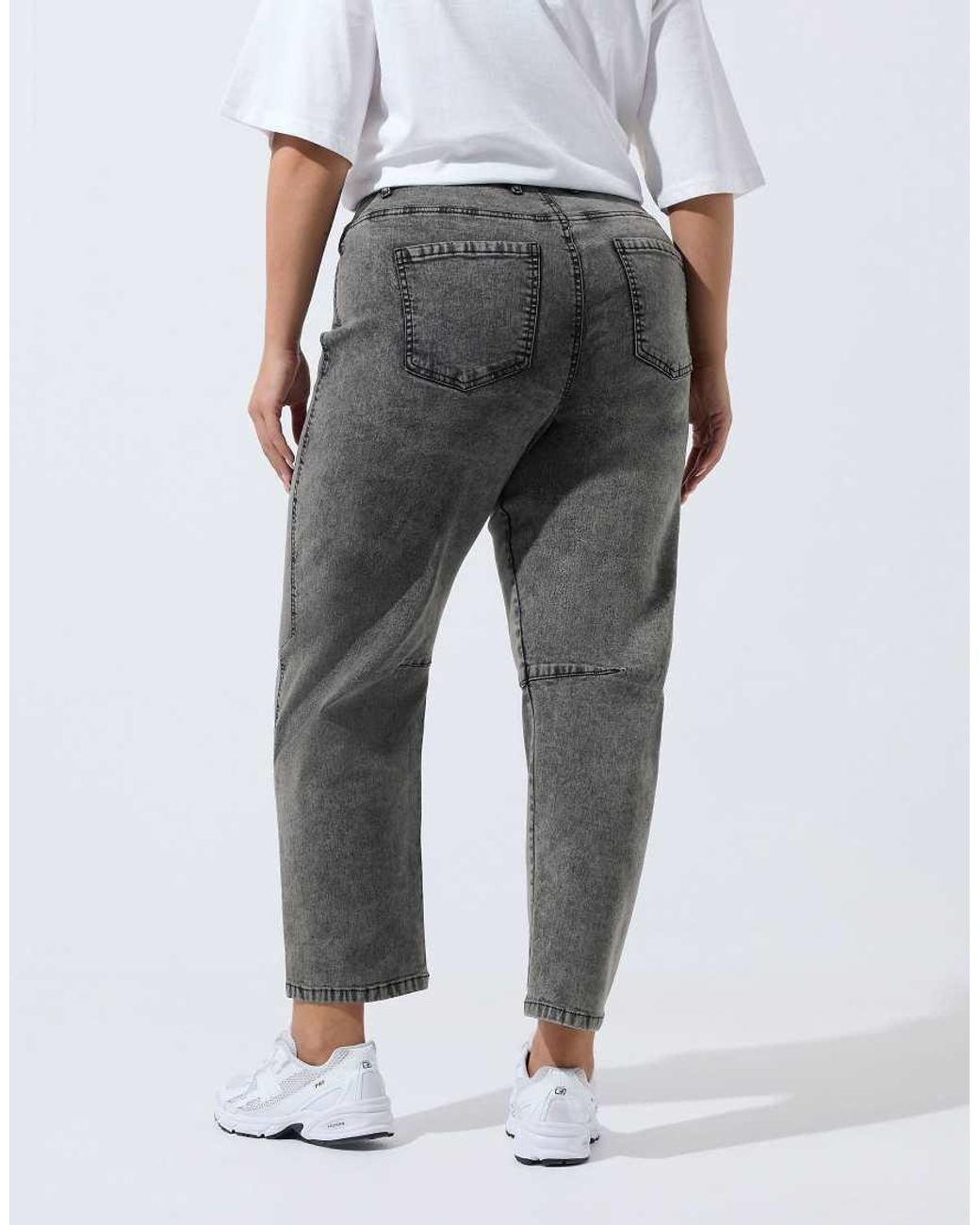 Yours Clothing Gray Barrel Leg Jeans