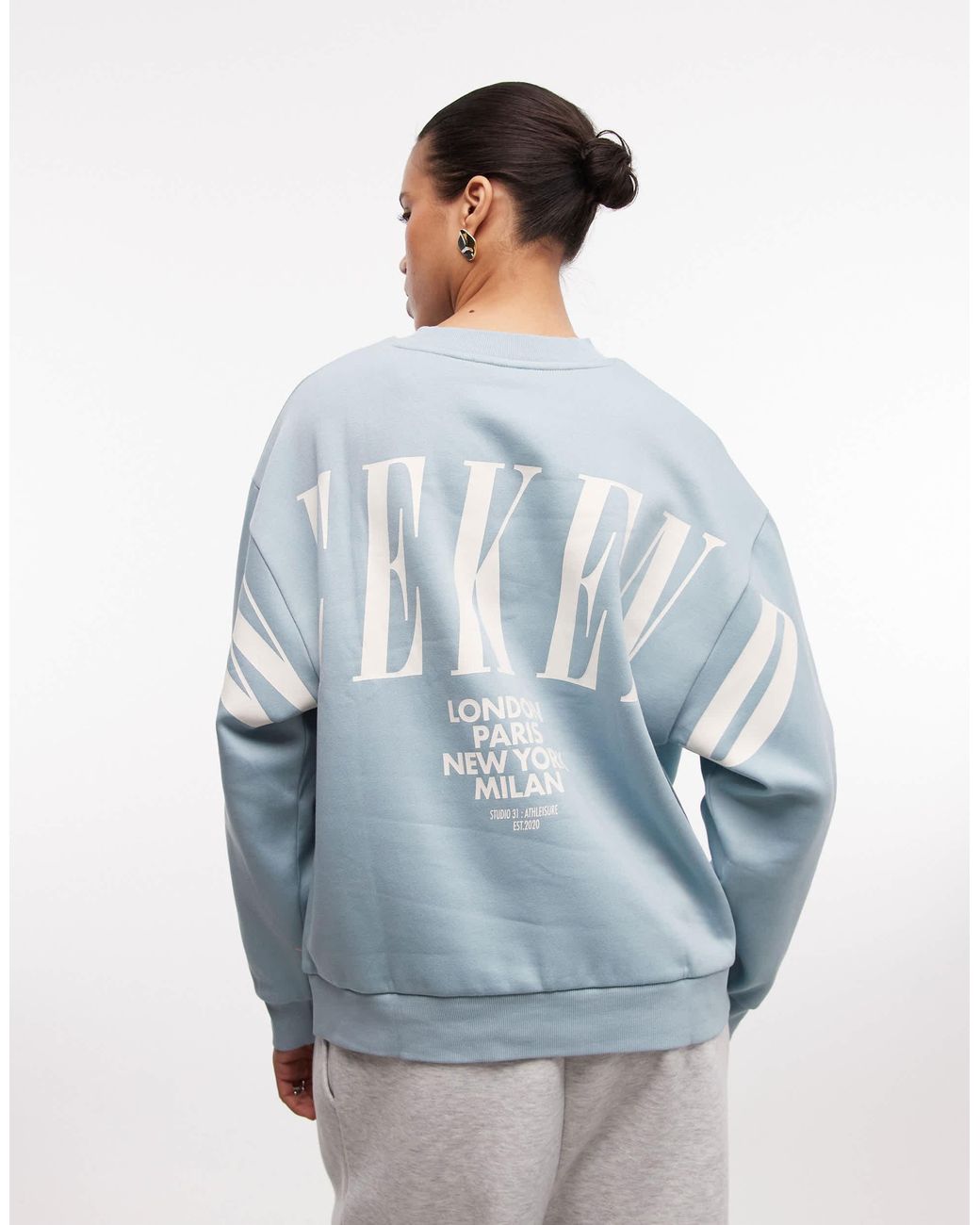 ASOS Weekend Collective Icon Sweatshirt With Stacked Logo in White | Lyst