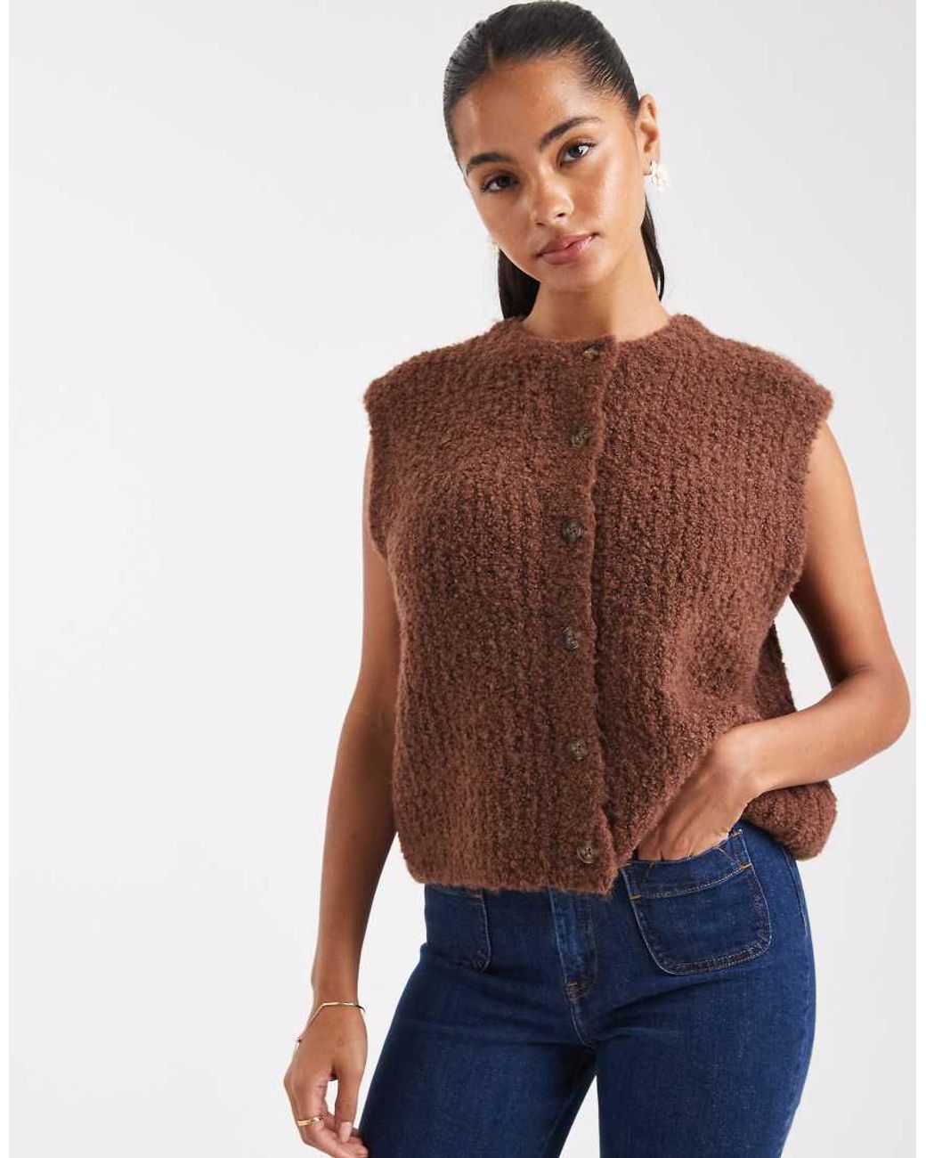 ASOS Blue Boucle Boxy Waistcoat