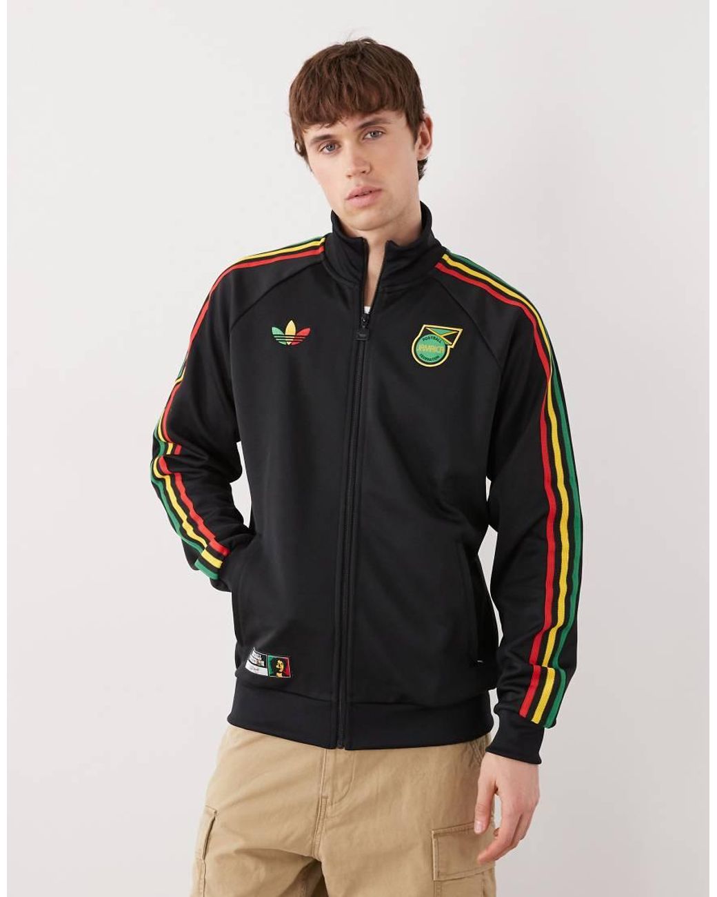 Adidas Originals Black Adidas Football Jamaica Track Top for men