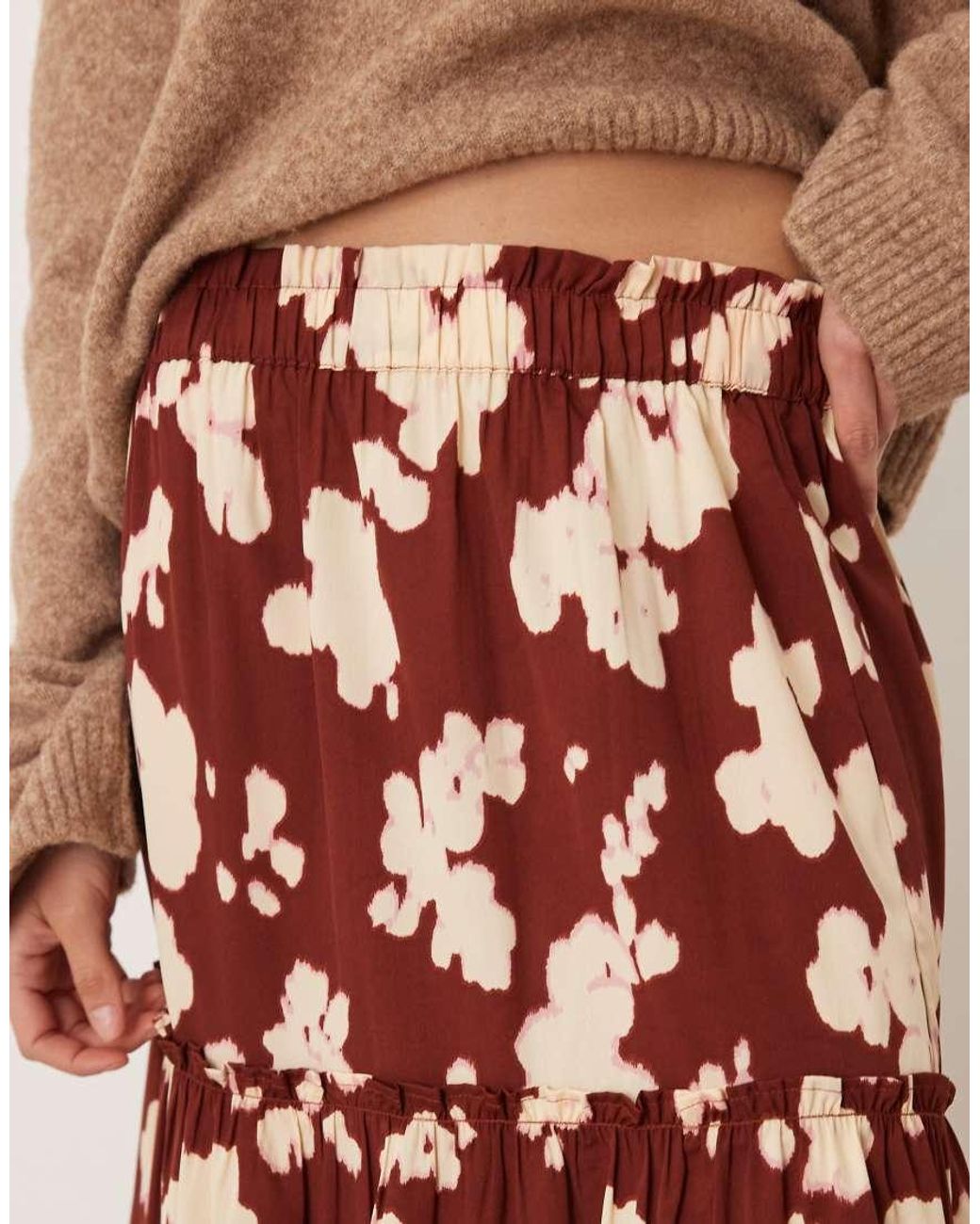 Wednesday's Girl Natural Tiered Floaty Midi Skirt