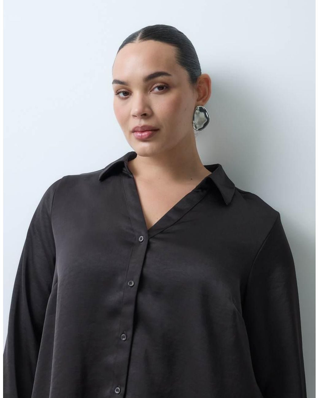 Vero Moda Blue Satin Long Sleeve Shirt Co-ord