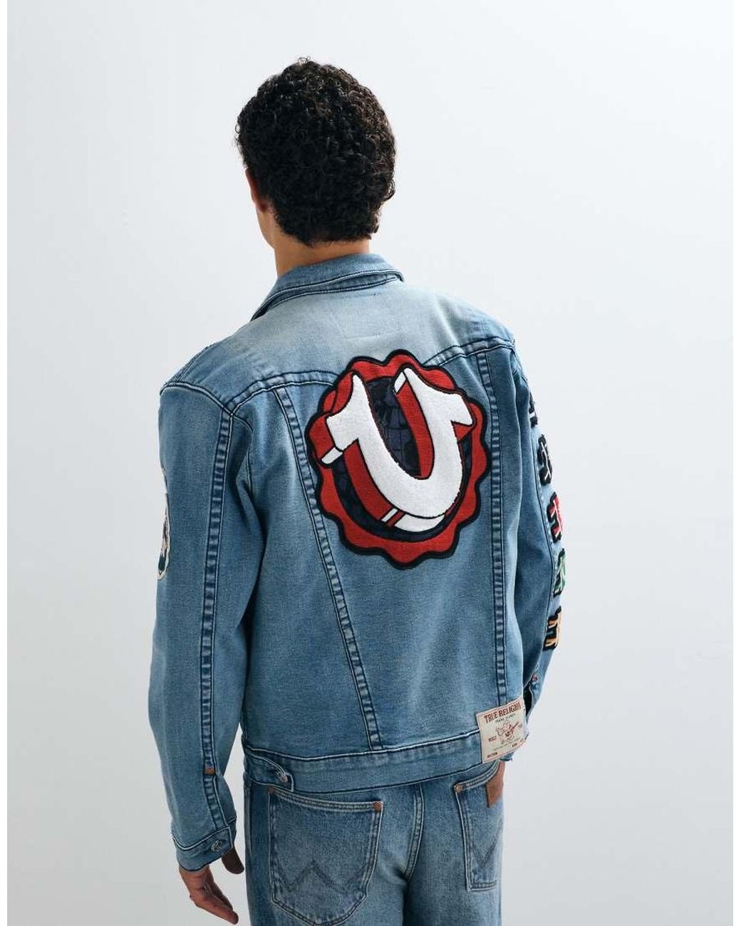True Religion Blue Jimmy Varsity Jacket Co-ord for men