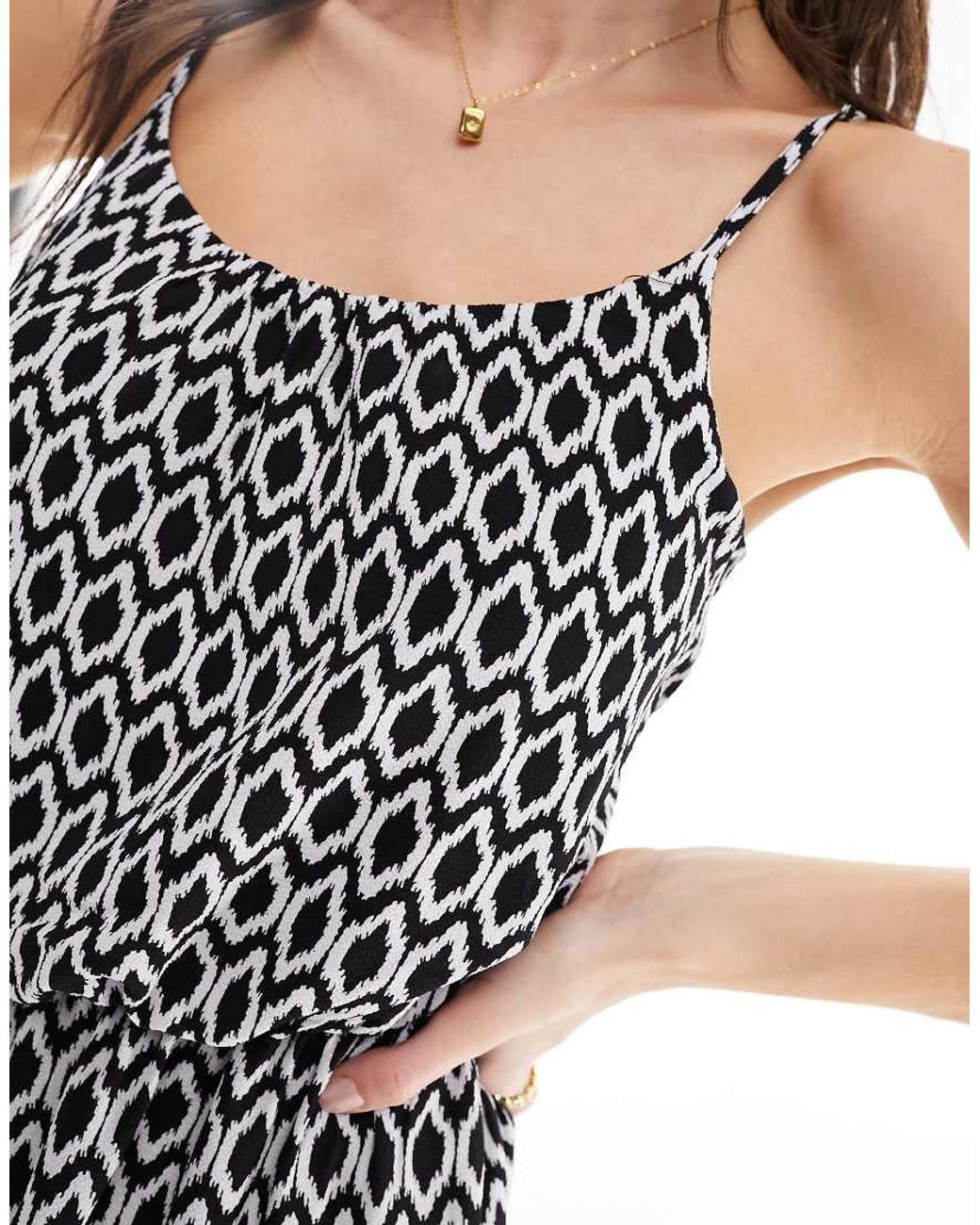 ONLY White Strappy Maxi Dress With Graphic Print