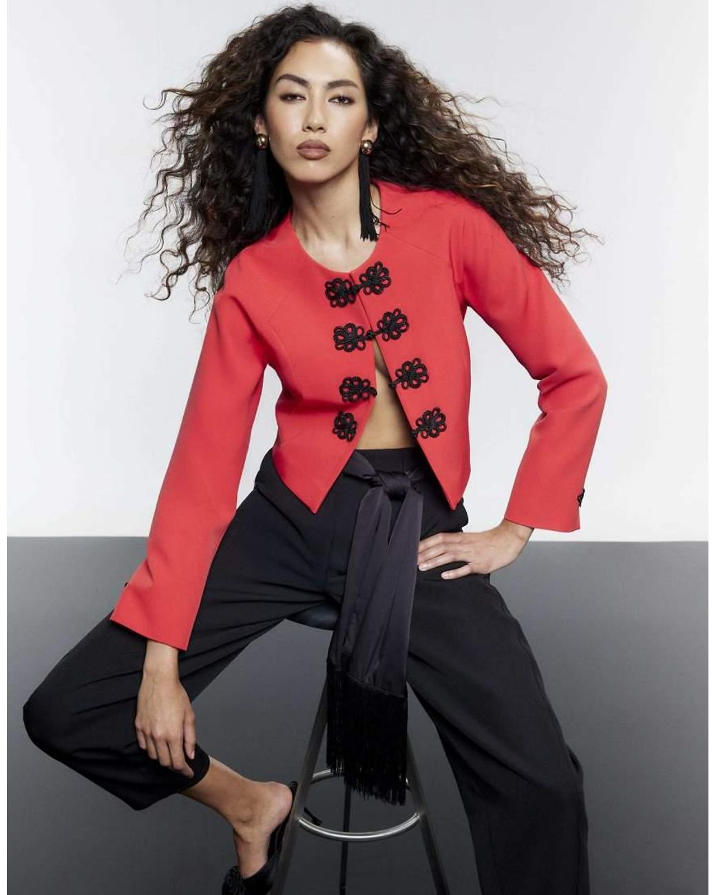 River Island Red Mandarin Trim Jacket
