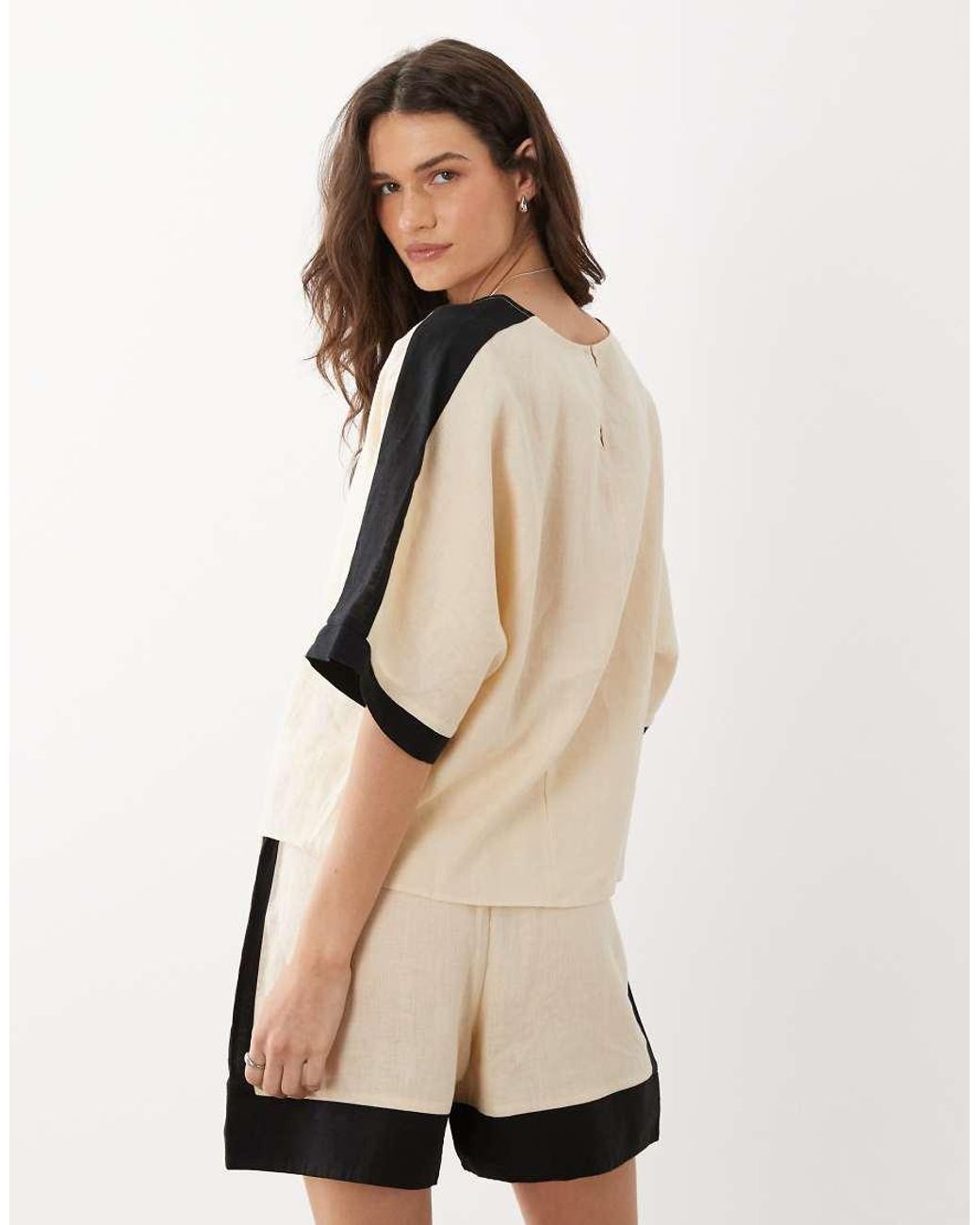 Mango Natural Morti 100% Linen Oversized Short Sleeve Blouse Co-ord