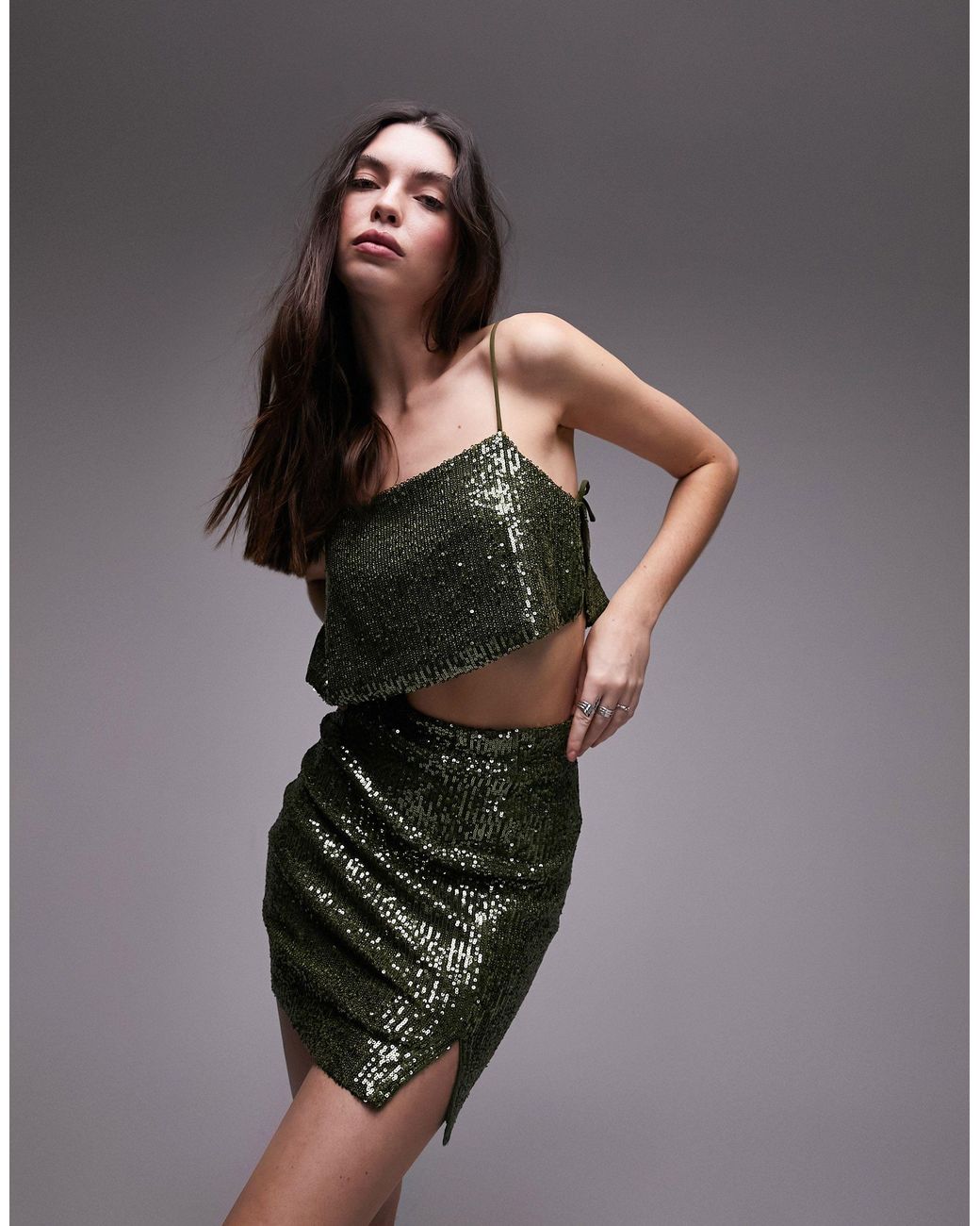 Sequin mini top skirt topshop