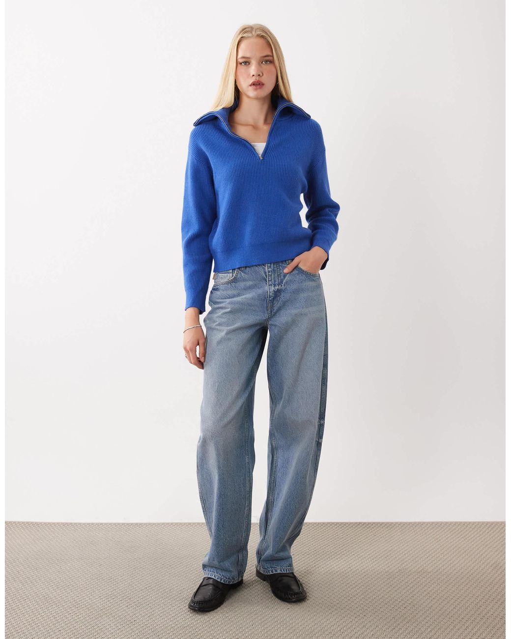 Pull à col zippé quart Mango en coloris Blue