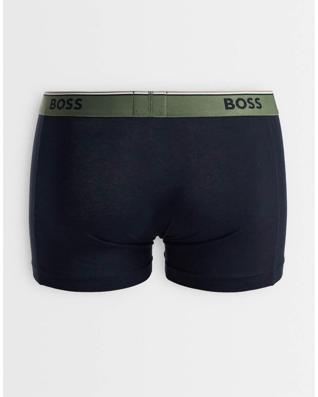 Boss Blue Power 3 Pack Logo Contrast Waistband Trunks for men