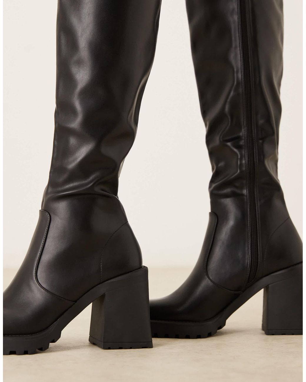 Raid Black Adilah Block Heel Knee Boots