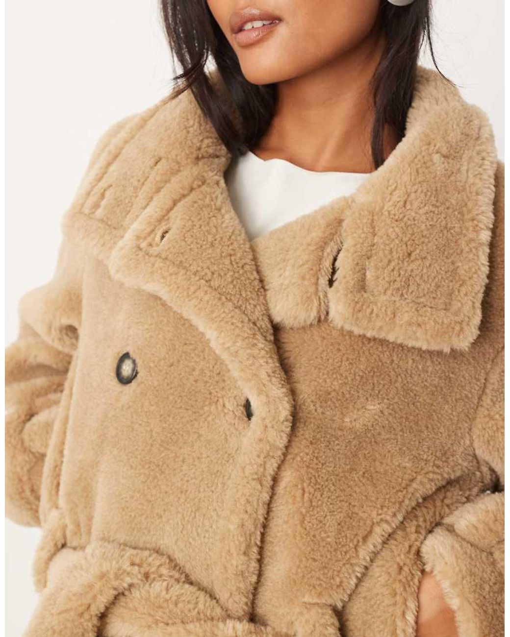 ASOS Natural Asos Design Petite Borg Cropped Trench Coat