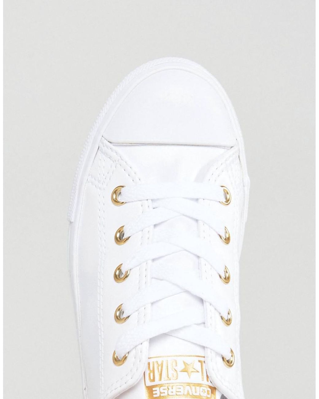 Converse Chuck Taylor Dainty Trainers In White With Gold Eyelets | Lyst