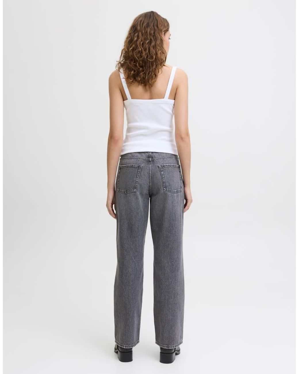 JJXX Gray Seville Stonewashed Mid Waist Loose Fit Jeans