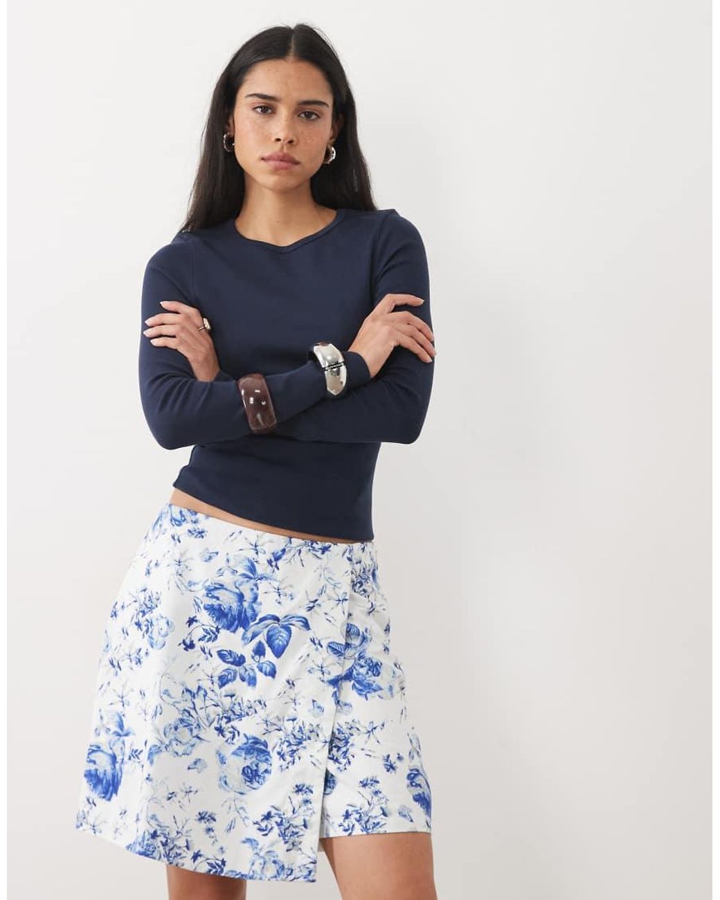 Vero Moda Blue Mid Rise Skort