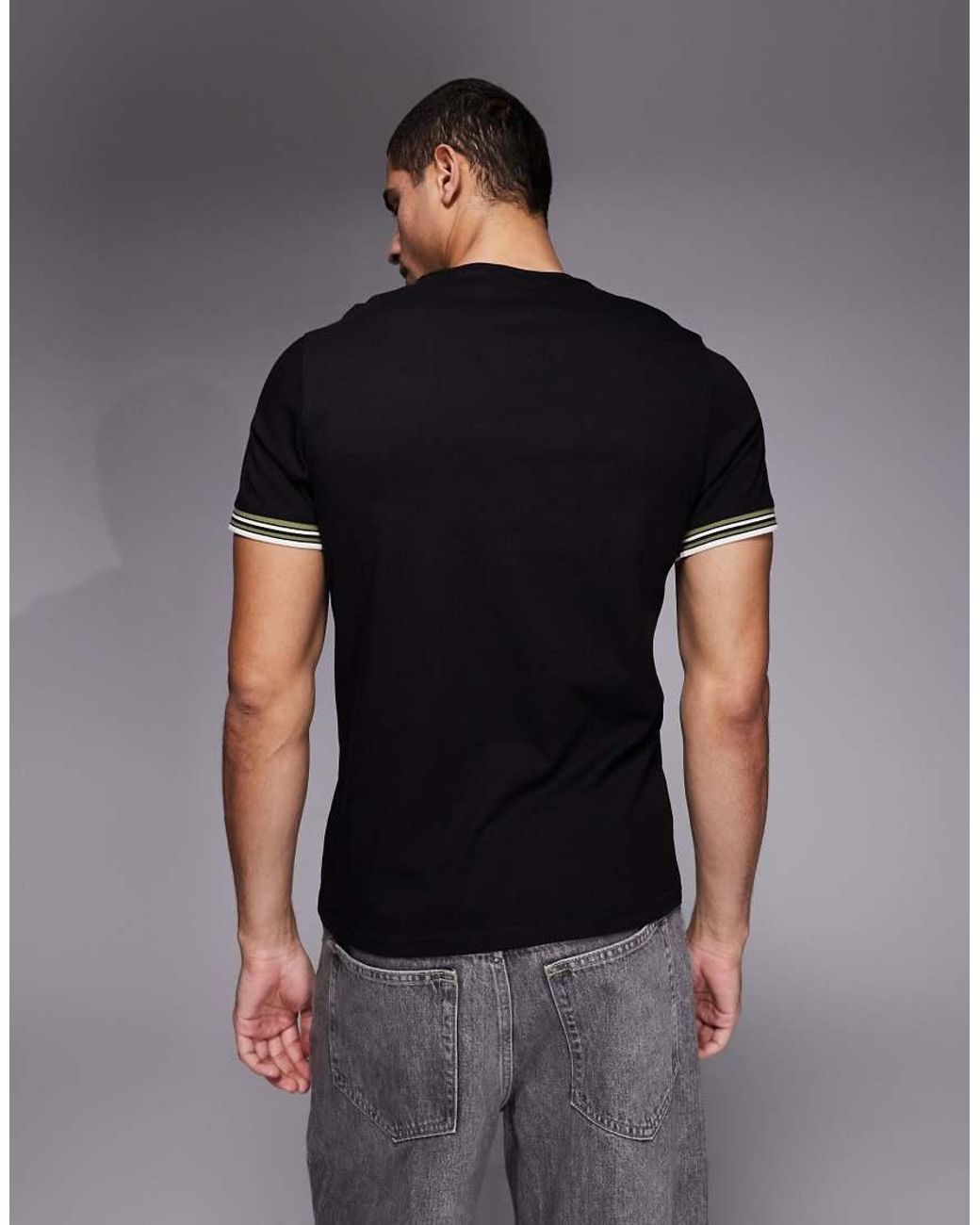 Barbour Black Burnwood Tipped Cuff Logo T-shirt for men