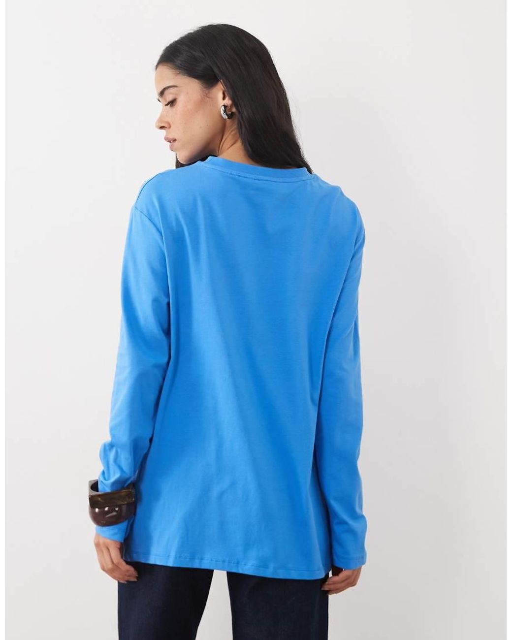 ASOS Blue Long Sleeve Tie Waist T-shirt