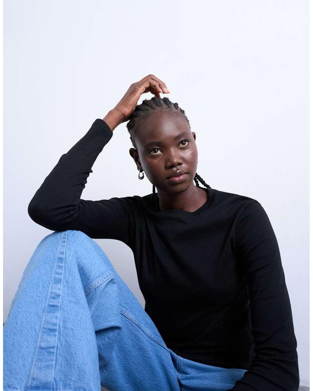 TOPSHOP Black Long Sleeve Everyday Tee