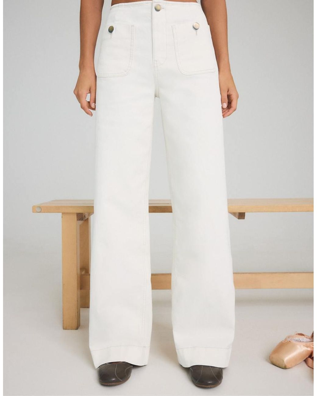 Stradivarius White Tall D77 Minimalist Jeans With Pockets