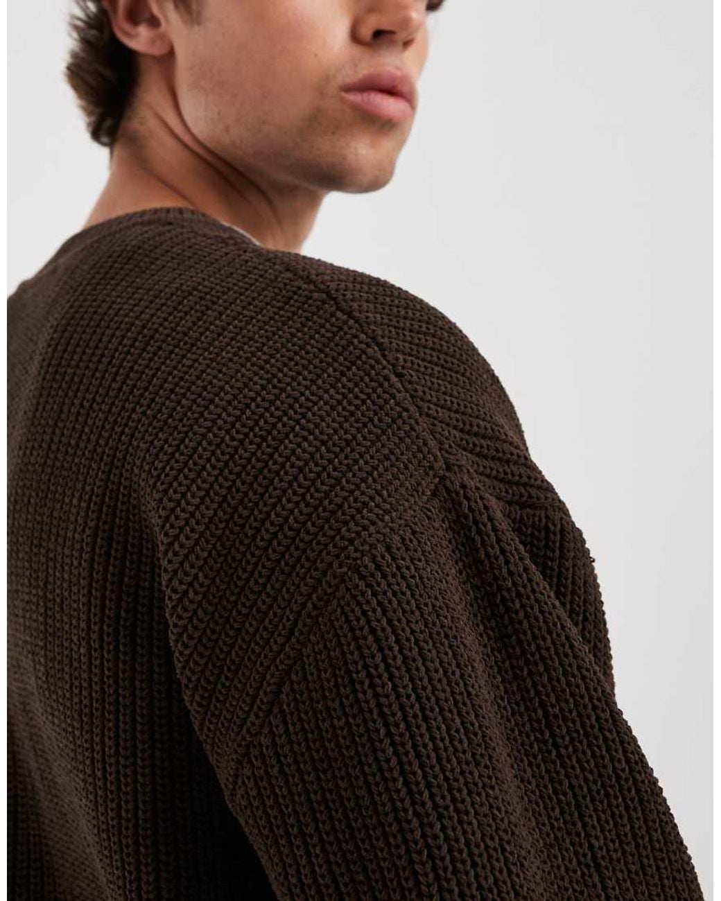 Redefined Rebel Black Refined Rebel Boxy Oversized Ribbed Crew Neck Jumper for men
