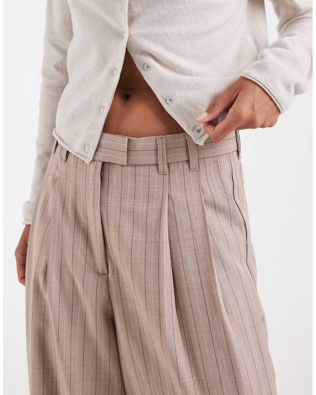 ASOS Natural Tailored Mensy Pants With Pleat Detail