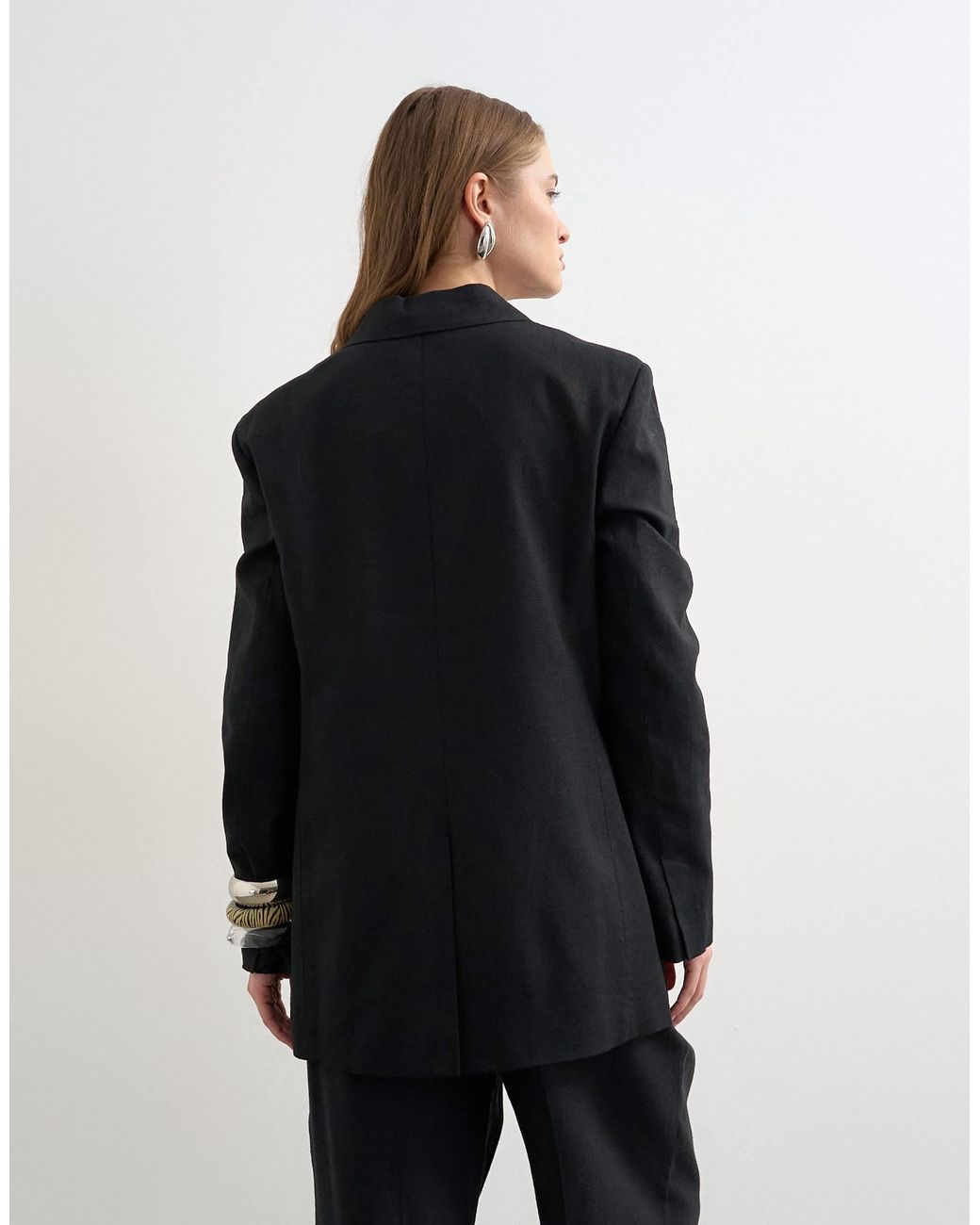 TOPSHOP Black – blazer zum hineinschlüpfen aus leinen