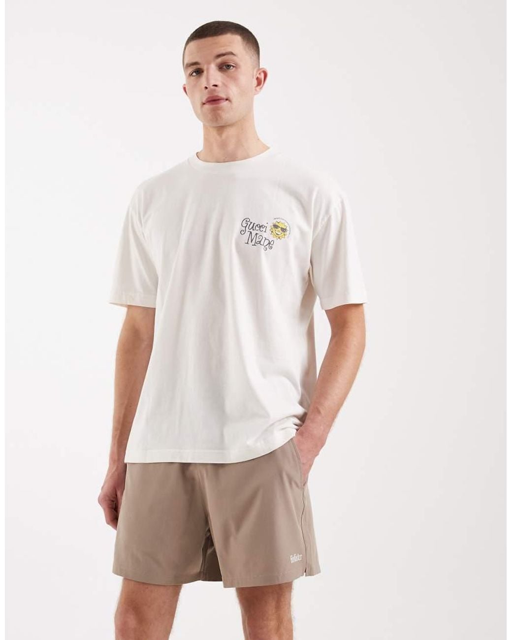Hollister White Mid Thigh Flex Logo Shorts for men