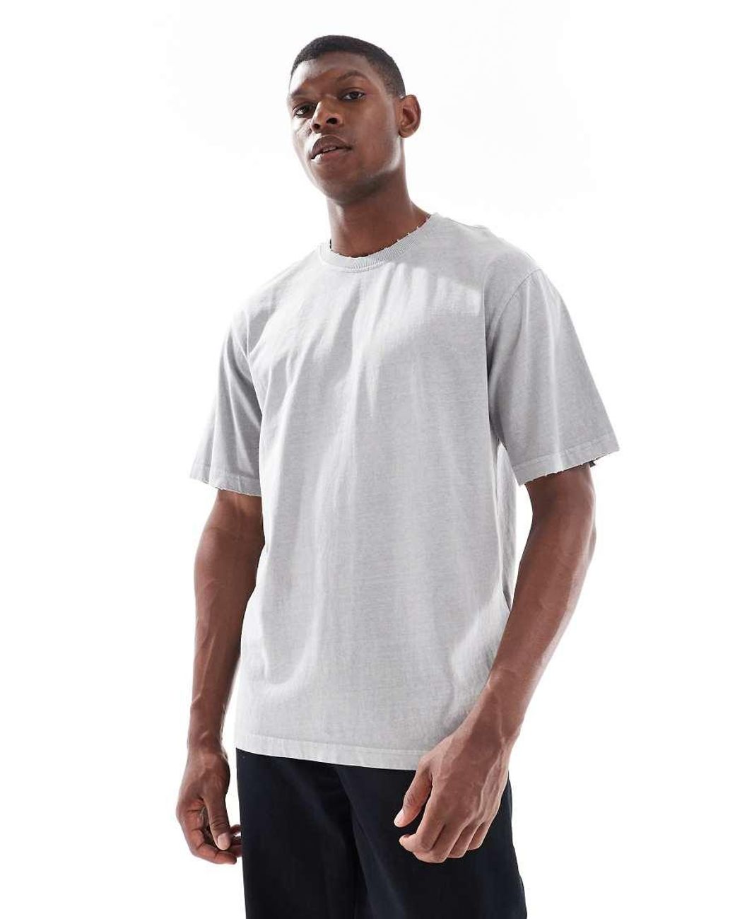 Only & Sons Gray Distressed T-shirt for men