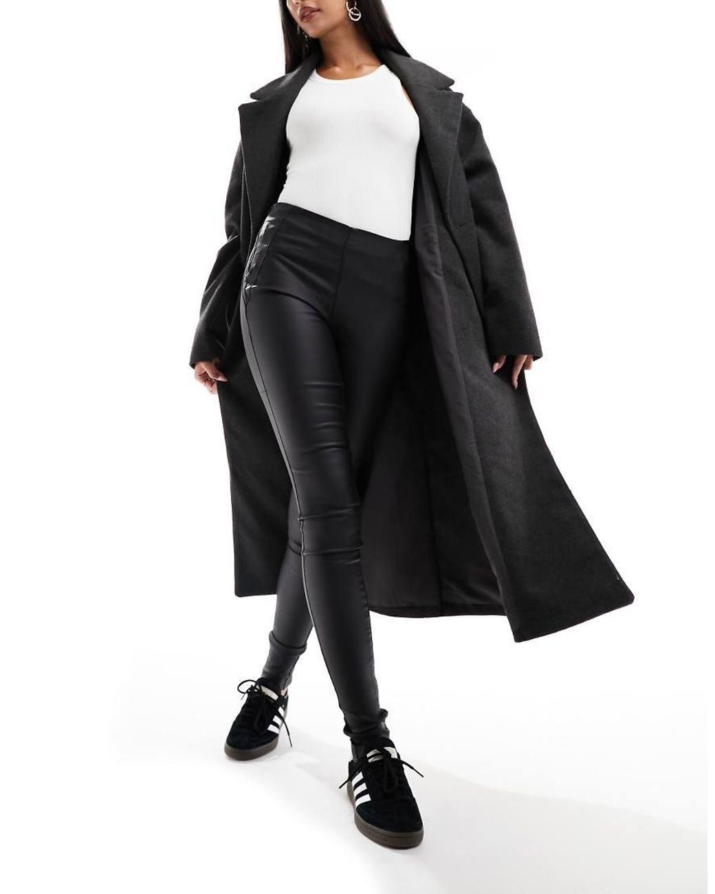 Object Black Coated leggings