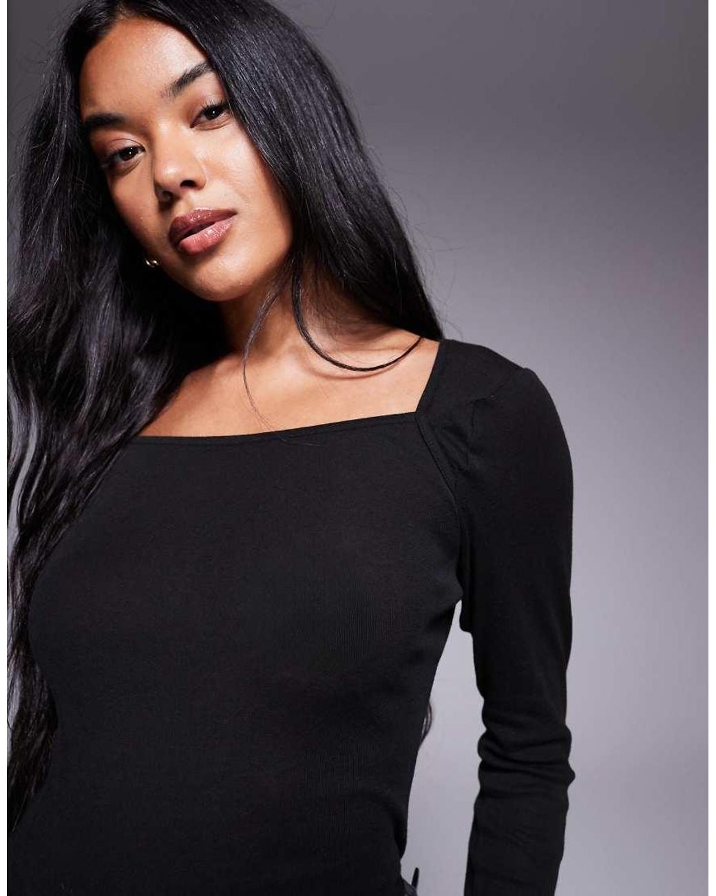 ASOS Black Sheer Wide Neck Scoop Top