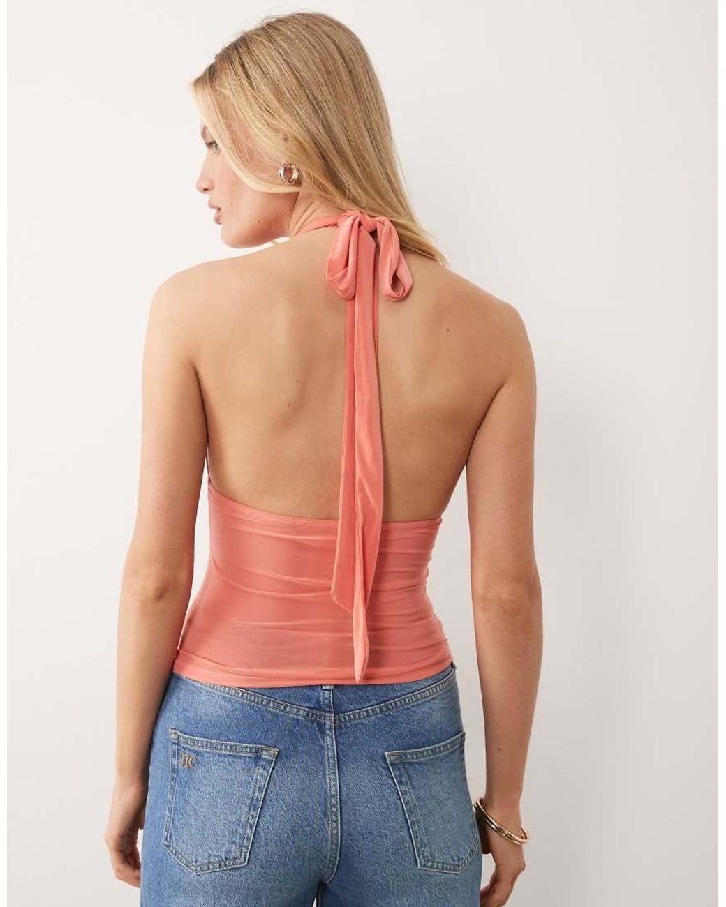 ASOS Orange Slinky Halterneck Top