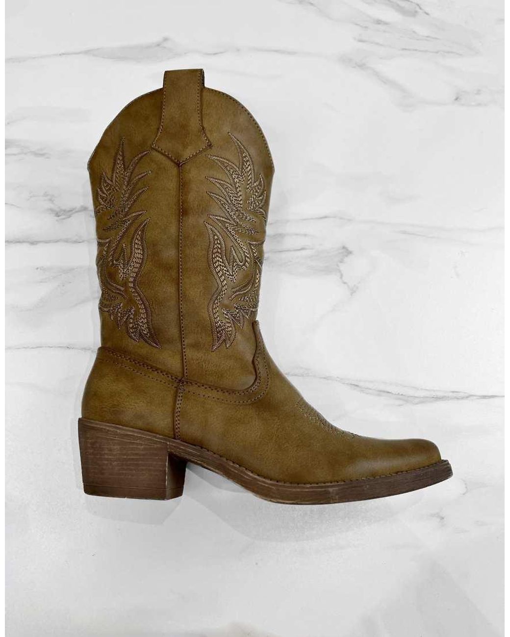 GIA STUDIOS Natural Cowboy Western Ankle Boots