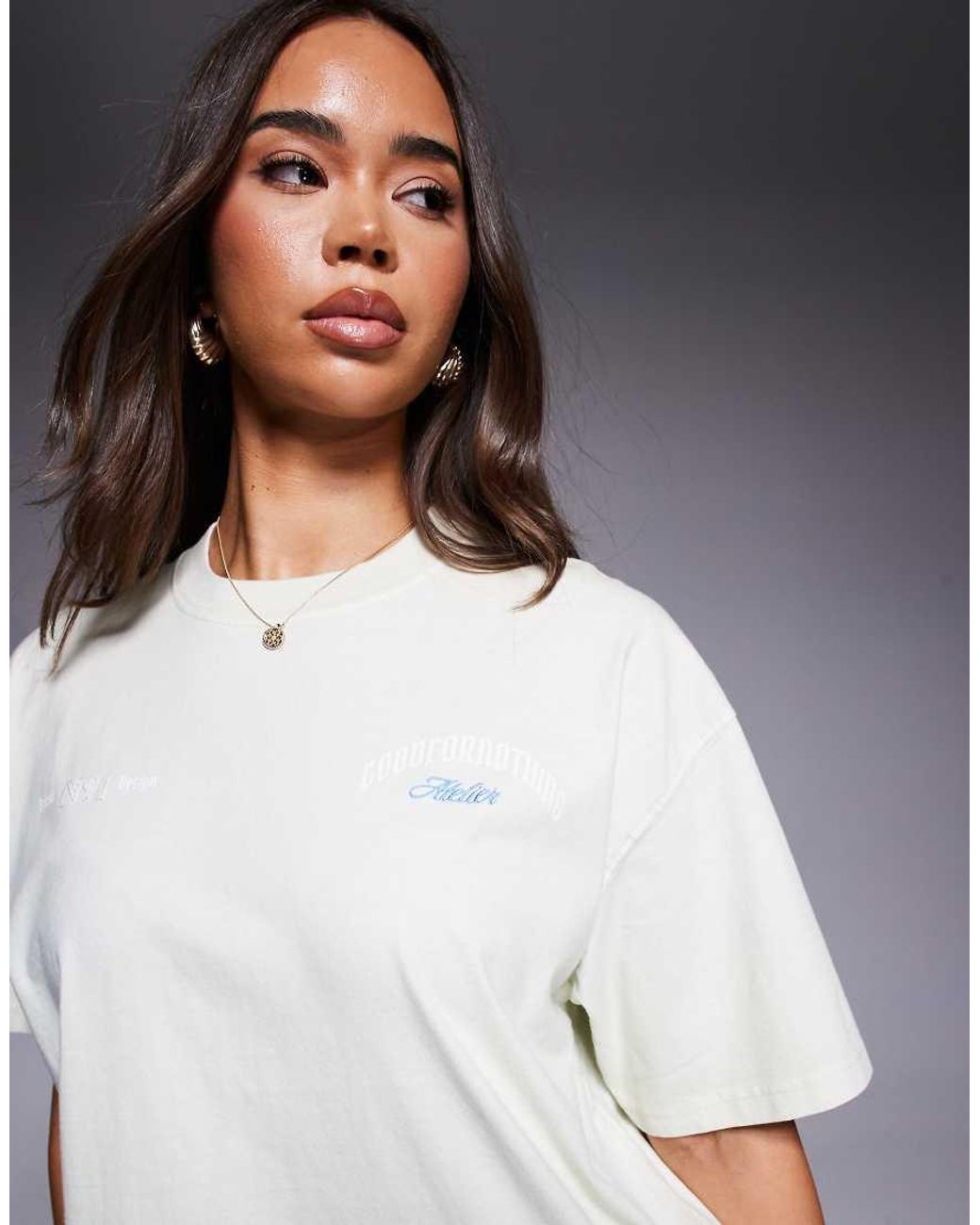 Good For Nothing White Graphic Back Print Oversized T-Shirt