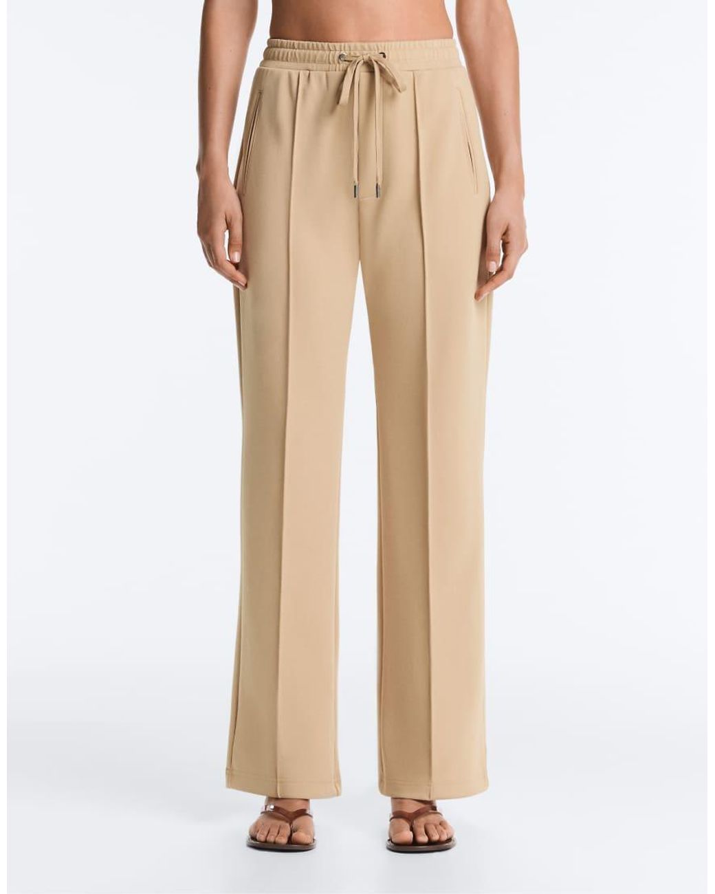 Oysho White Cotton Piqué Straight-leg Trousers