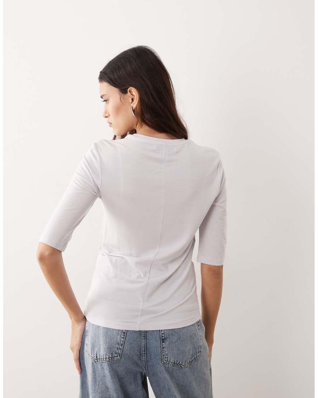 ARRANGE White Slim Fit Half Sleeve Tee