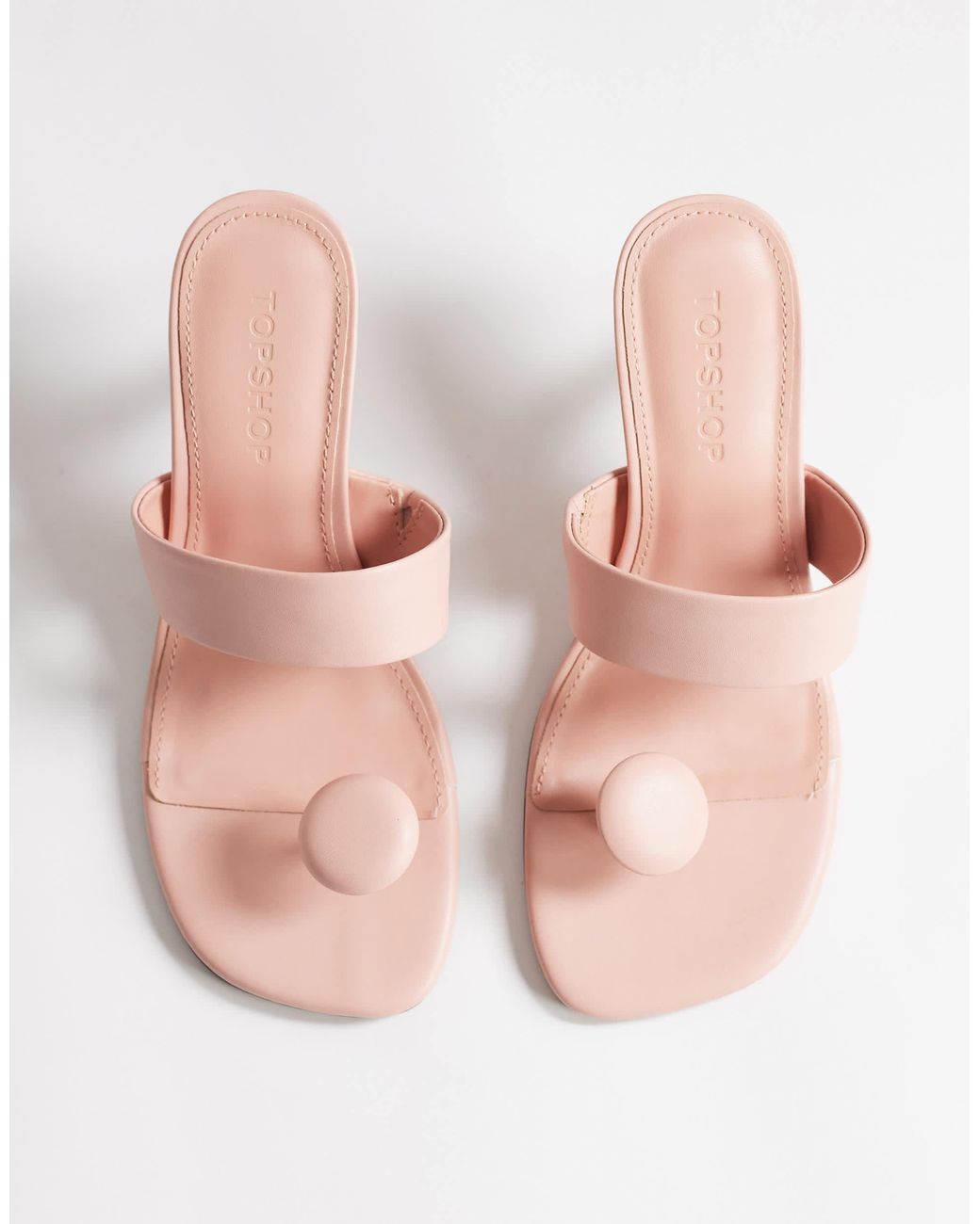 TOPSHOP Pink Natalie Toe Thong Angular Mid Heel Sandals