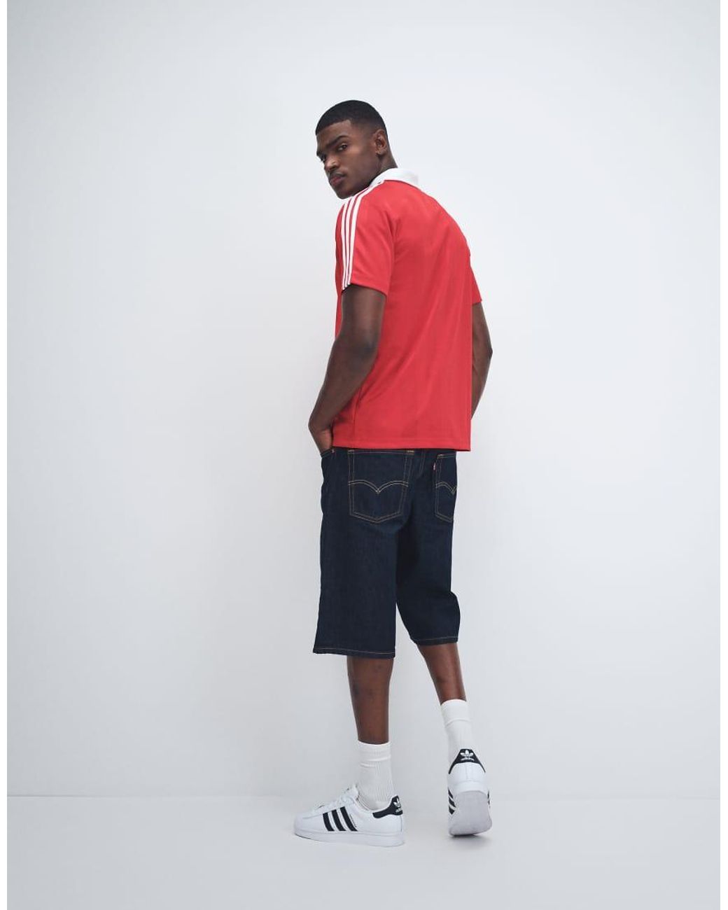 Levi's Red 470 Baggy Denim Shorts for men