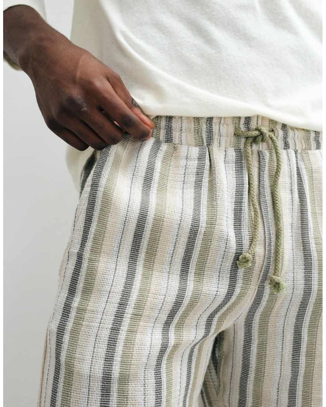 Only & Sons White Tie Waist Shorts for men