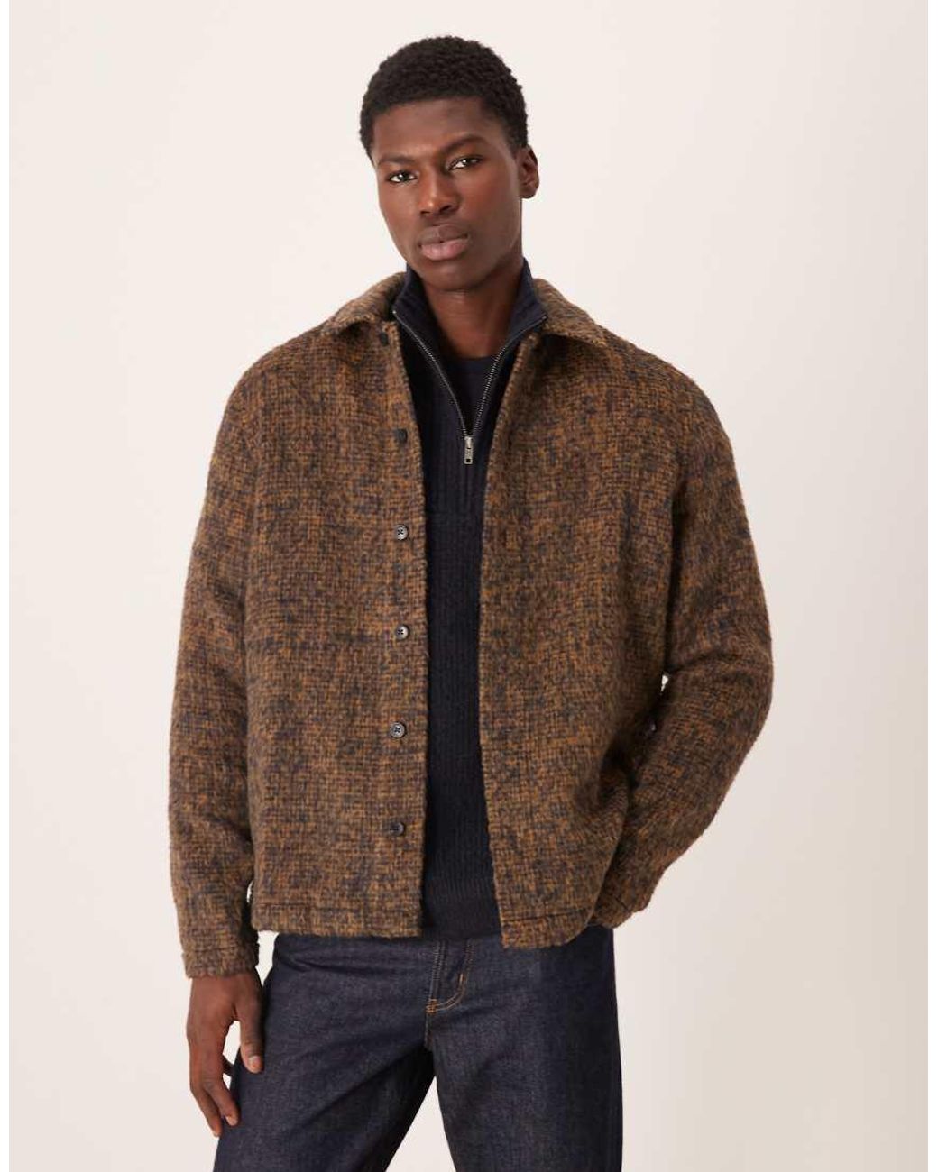 ASOS Brown Premium Brushed Overshirt for men