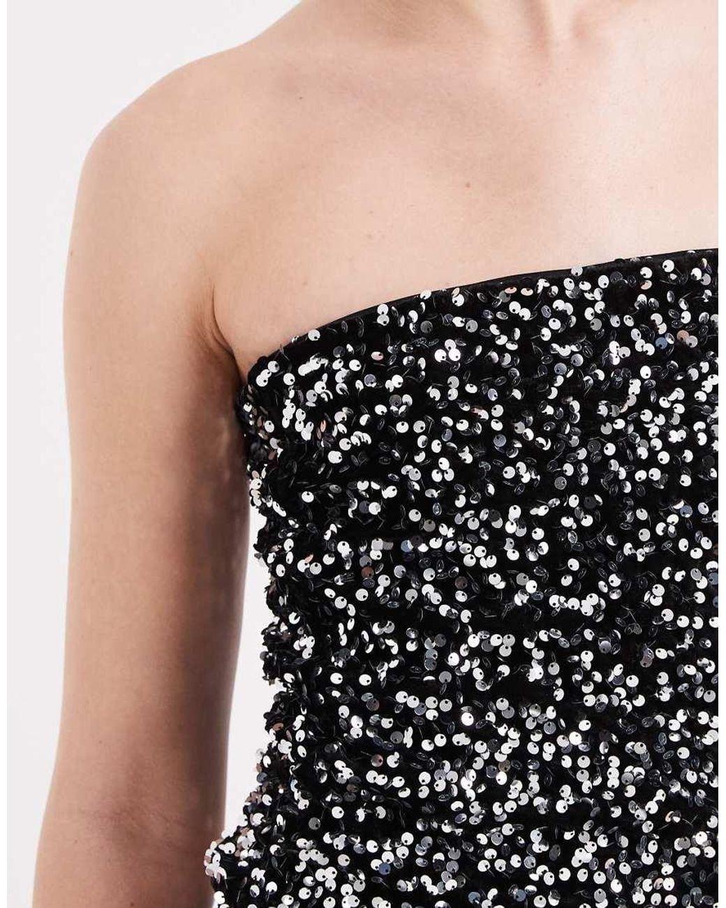 Vero Moda Black Textured Sequin Bandeau Top Co-Ord
