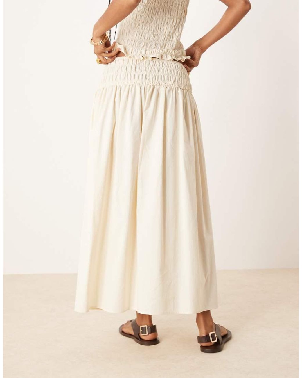 ASOS Natural Shirred Waist Maxi Skirt