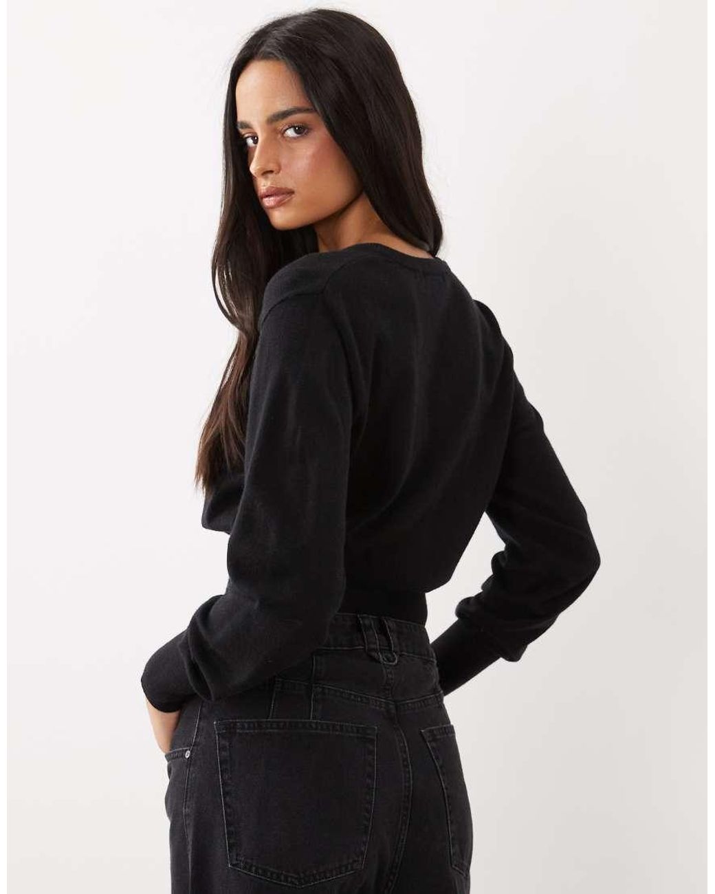 Gina Tricot Black Cinched Waist Fitted Cardigan