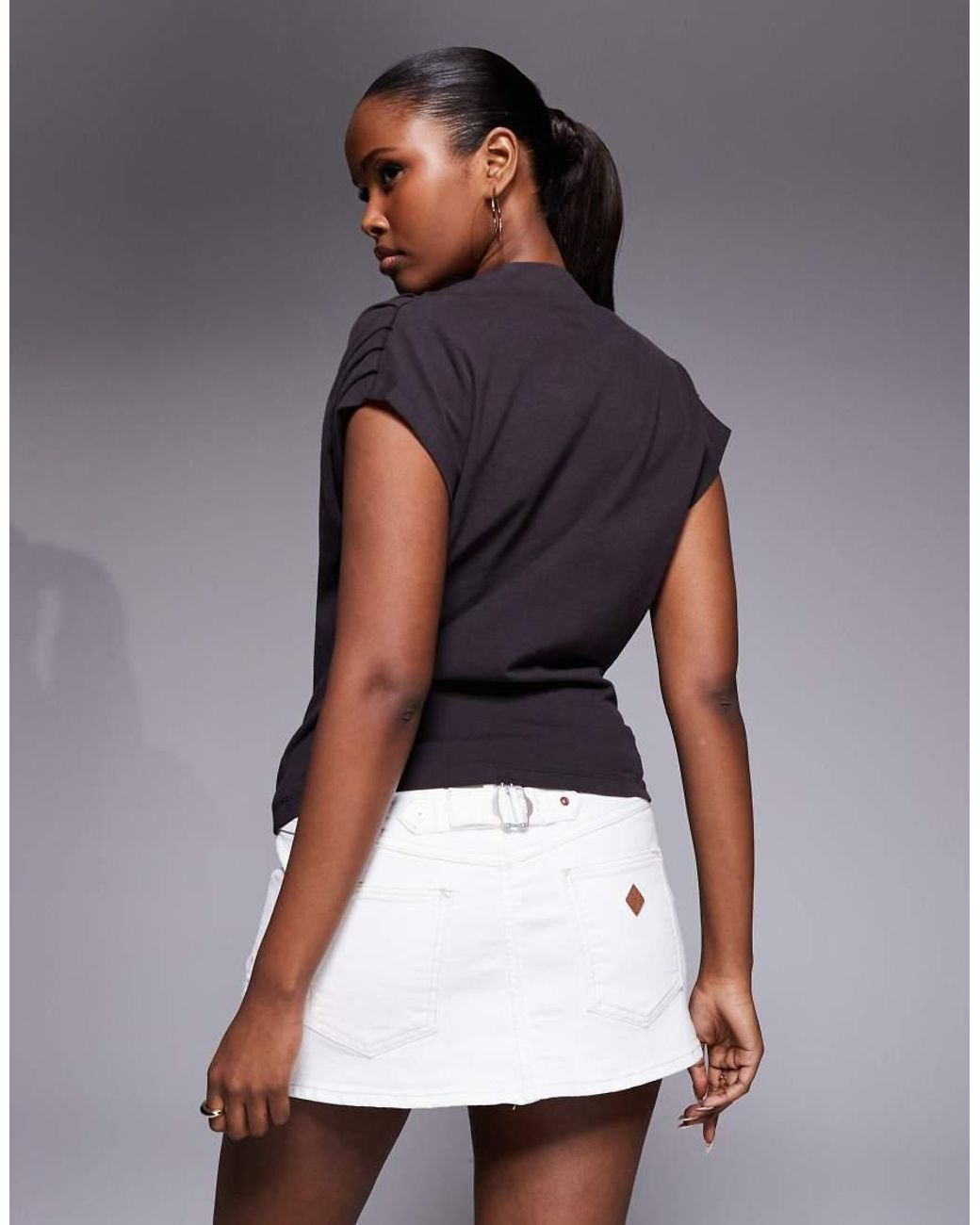 Abrand Jeans White Abrand Mid Rise Denim Mini Skirt
