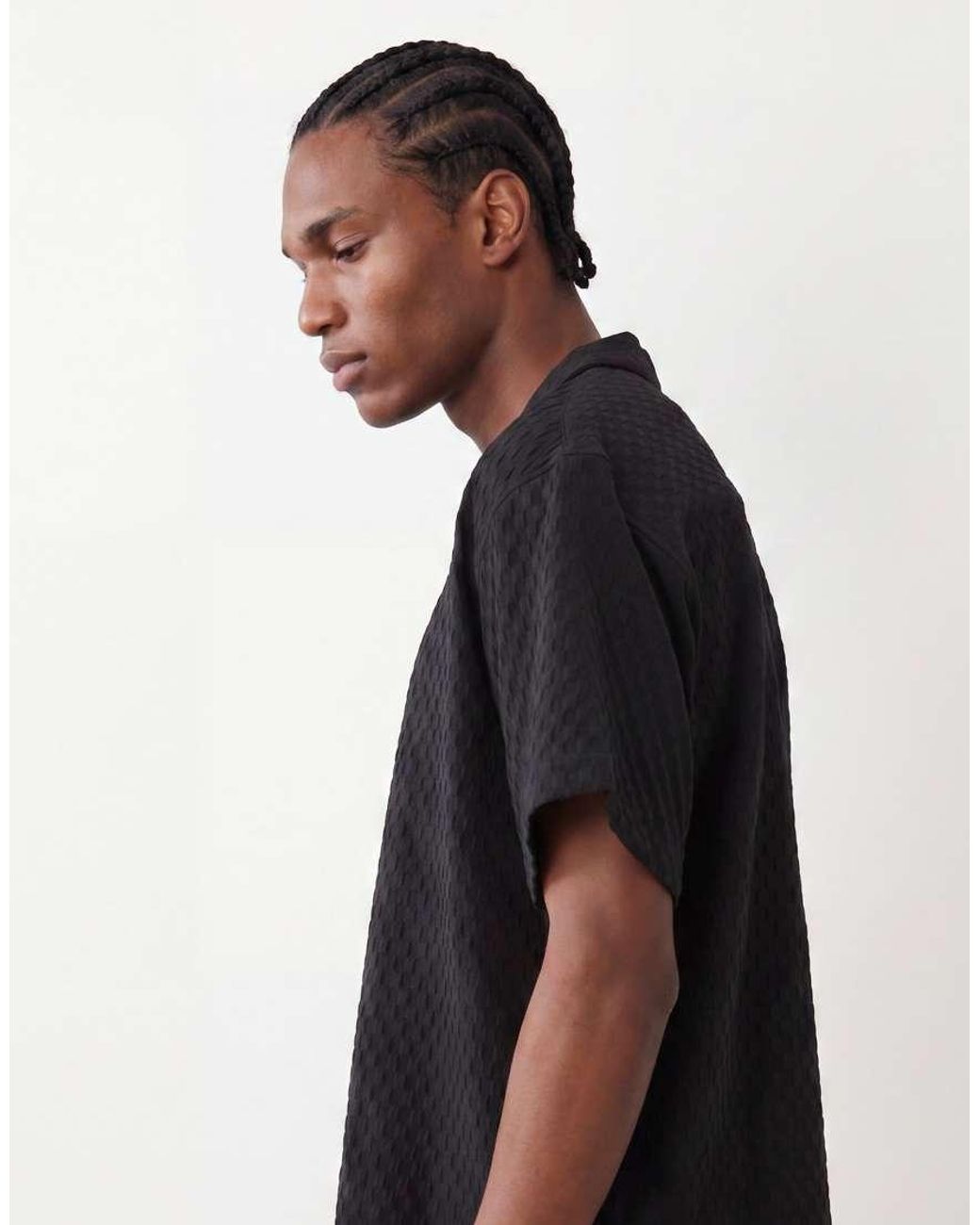 Jack & Jones Black Textured Resort Shirt for men