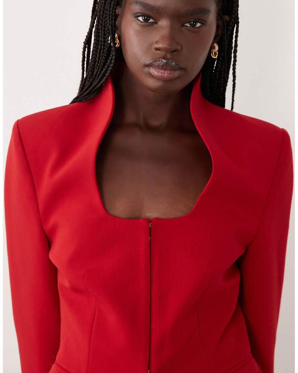 Miss Selfridge Red Structu Blazer