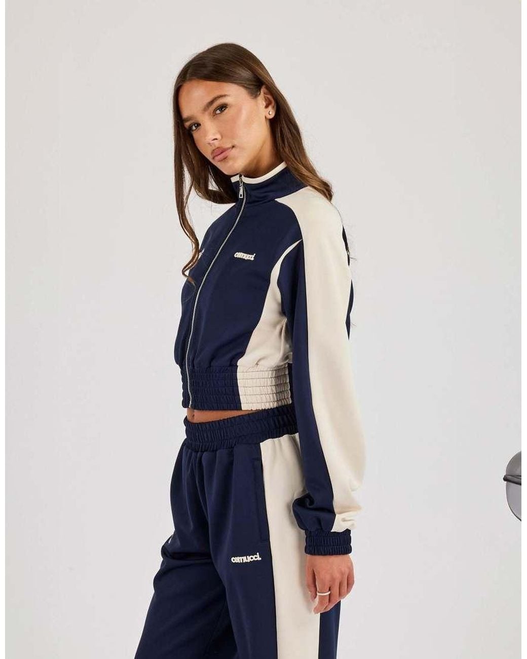 CERNUCCI Blue Poly Fitted Cut & Sew Track Jacket