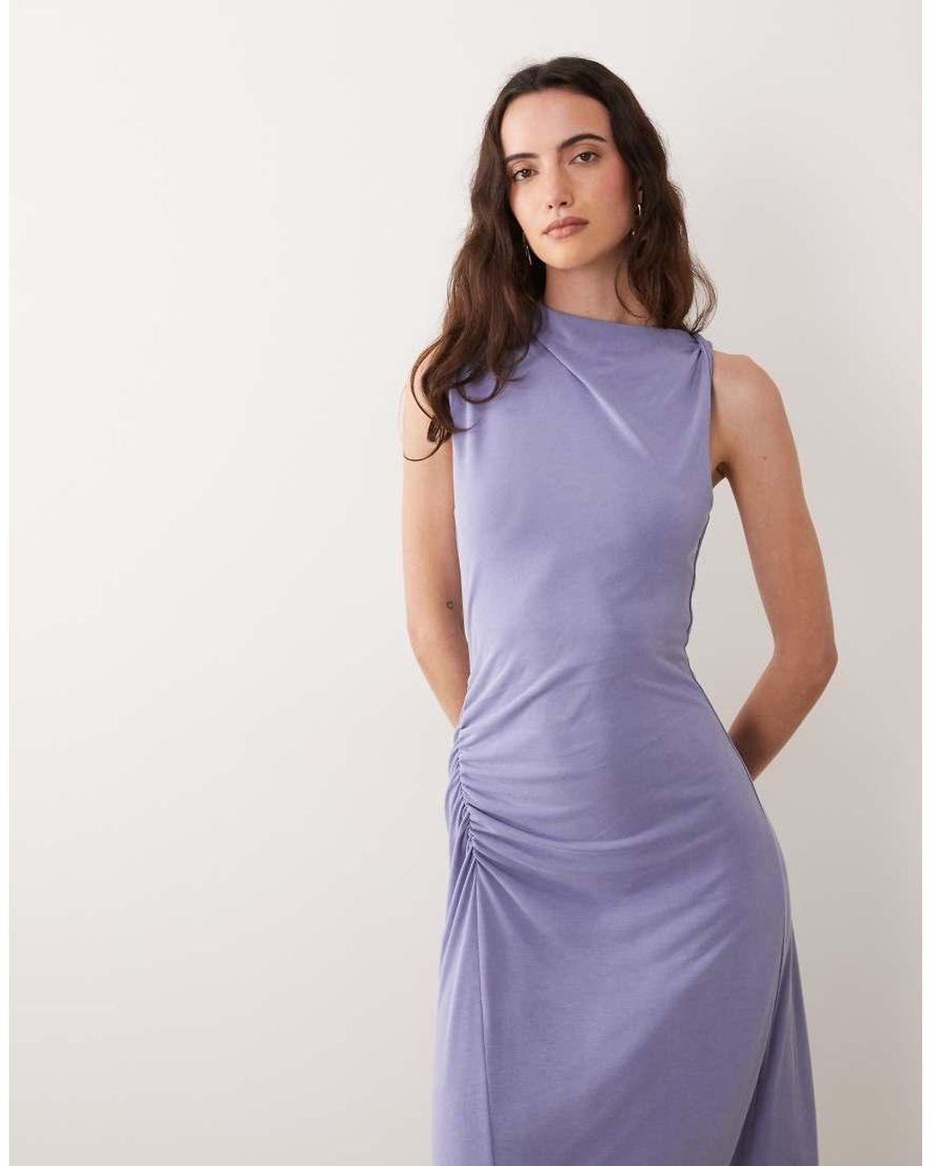 ASOS Purple Asym Slash Modal Midi Dress