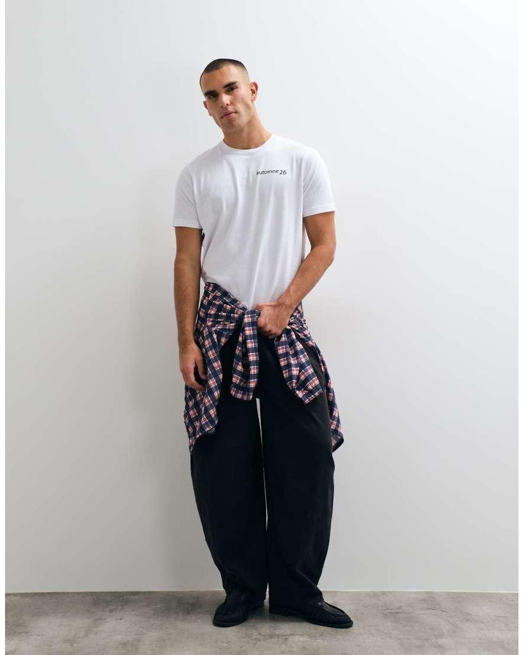 Dime White Grid Back Print Regular Fit T-Shirt for men